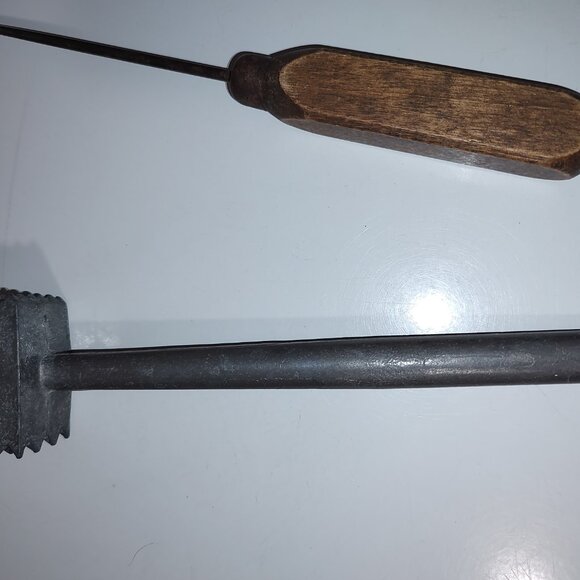 Two Vintage Kitchen Tools-Steel Meat Tenderizer and Wooden Handle Ice Pick - Picture 4 of 6